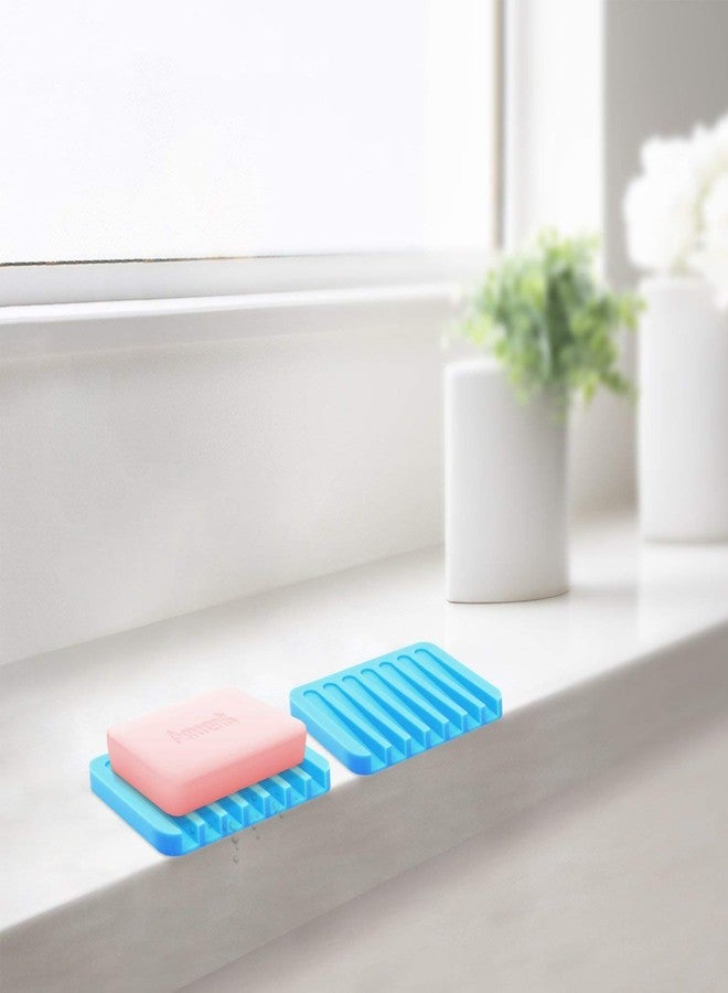 Baskety Silicone Soap Holder Soap Dish Stand Saver Tray for Bathroom, Kitchen and Sink - Pack of 3 (Blue) - Image 5